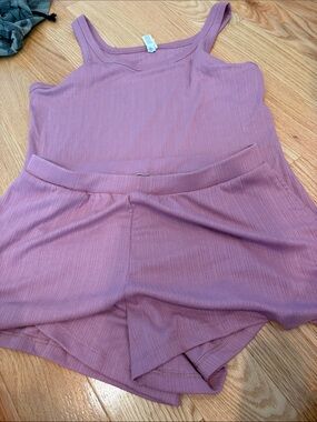 Auden Mauve Ribbed Tank & Shorts Sleep Set